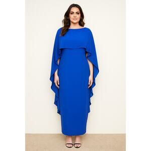 Tom and Linda Platt Chiffon Overlay Maxi Dress Royal Blue Women's Size M